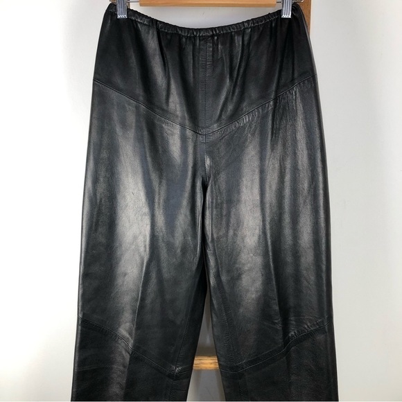 VINTAGE black baggy leather pants size M - Picture 3 of 8